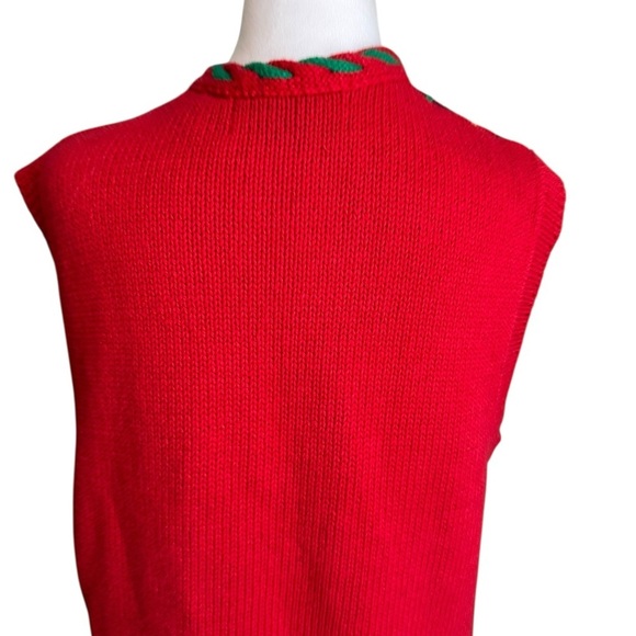 Jennifer Moore Festive Ugly Christmas Sweater Vest Women's L Red Hand Knitted - Picture 7 of 17